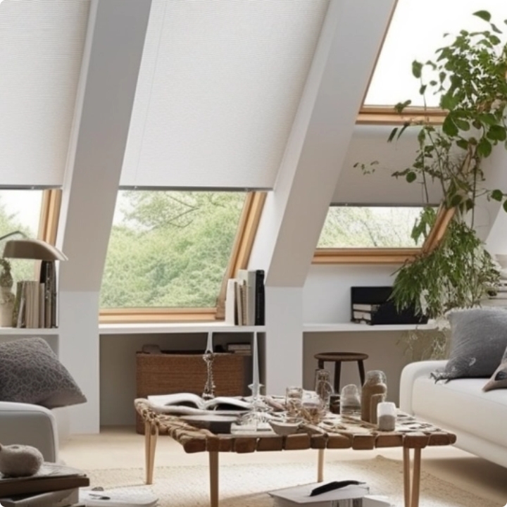 Dachfenster Rollo im Wohnzimmer