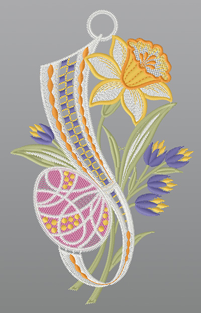 ArtikelbildFensterbild aus Plauener Spitze® - Osterzeit #1W mehrfarbig