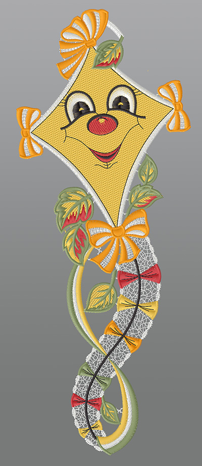 ArtikelbildFensterbild aus Plauener Spitze® - Herbstlicher Drachen #1W mehrfarbig