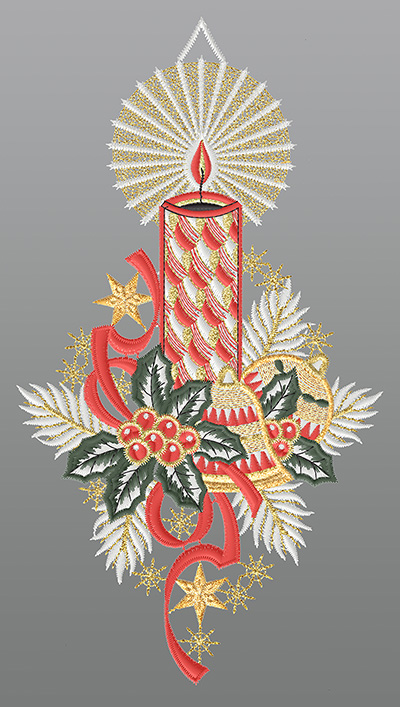 ArtikelbildFensterbild aus Plauener Spitze® - Weihnachtlicher Kerzenglanz #1W mehrfarbig