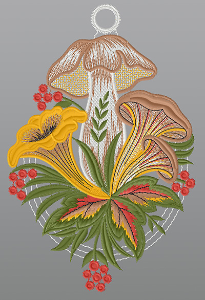 ArtikelbildFensterbild aus Plauener Spitze® - Pilzparadies im Herbst #1W mehrfarbig