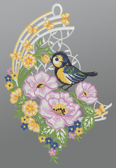 ArtikelbildFensterbild aus Plauener Spitze® - Blumenbouquet #1W mehrfarbig