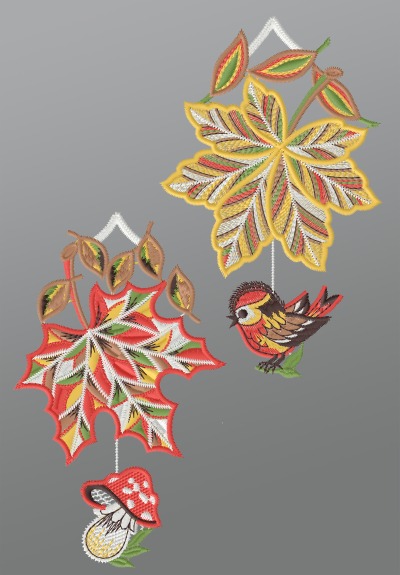 ArtikelbildFensterbild aus Plauener Spitze® - Herbsttraum #1W mehrfarbig