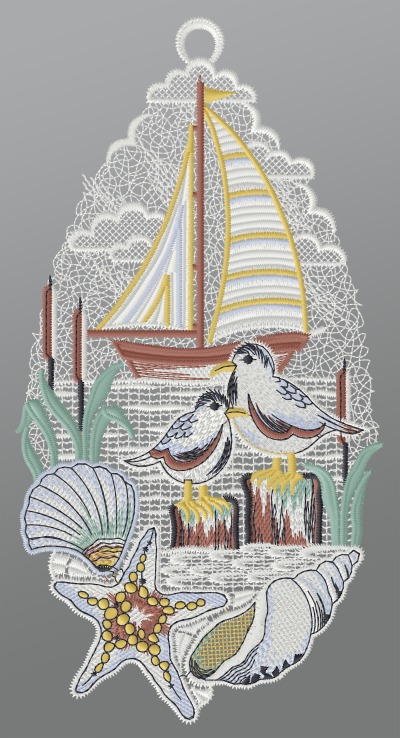 ArtikelbildFensterbild aus Plauener Spitze® - Ostseeblick #1W mehrfarbig
