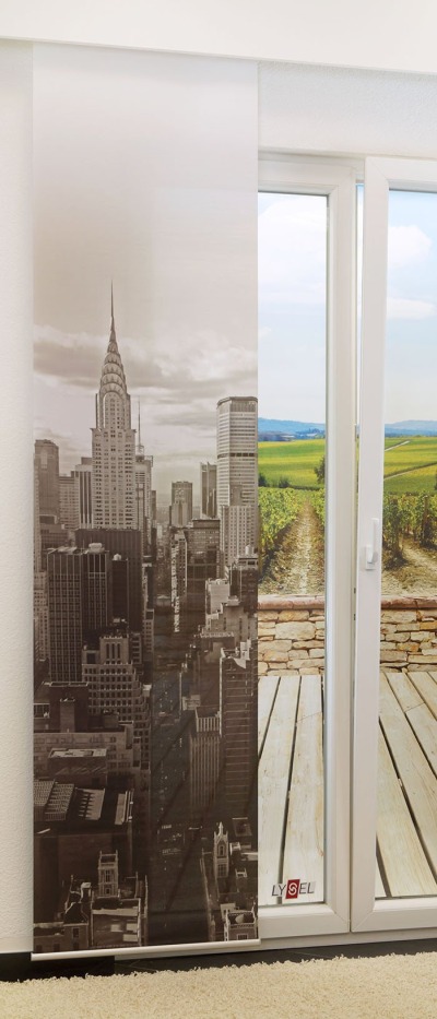 Flächengardine 245cm x 60cm, mit Motiv New York Chrysler Building