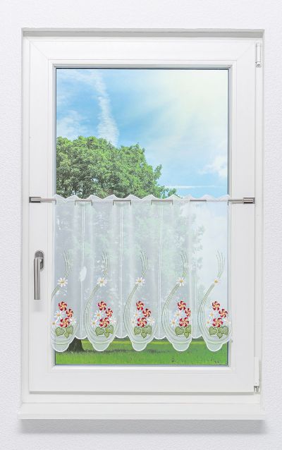 Scheibengardine von Plauener Spitze - Frühlingsblüten