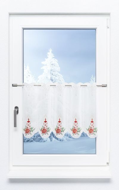 ArtikelbildScheibengardine Plauener Spitze® - Adventslicht #1W rot