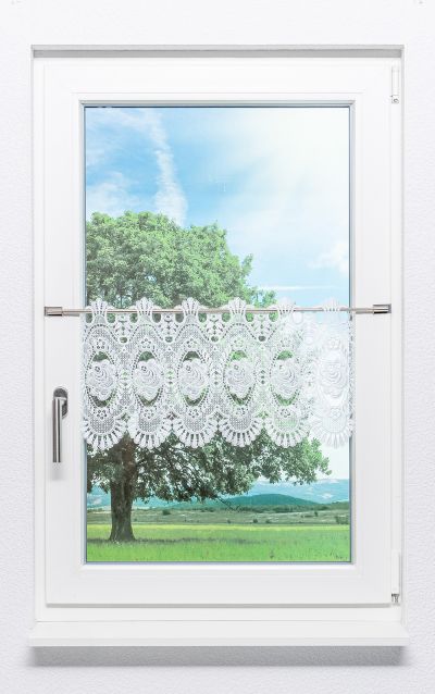 ArtikelbildScheibengardine Plauener Spitze® - Blumenspitze #1W weiß