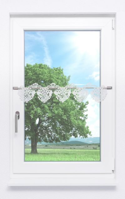 ArtikelbildScheibengardine Plauener Spitze® - Blütenherz #1W Rohweiß