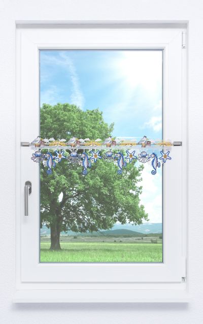 ArtikelbildScheibengardine Plauener Spitze® - Meeresbrise #1W Blau