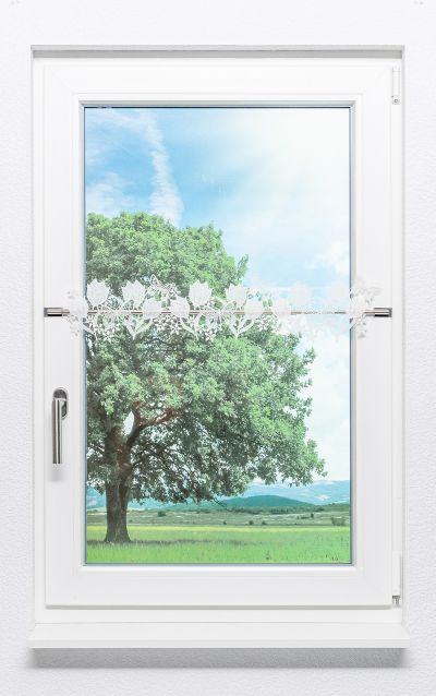 ArtikelbildScheibengardine Plauener Spitze® - Tulpenband #1W weiß