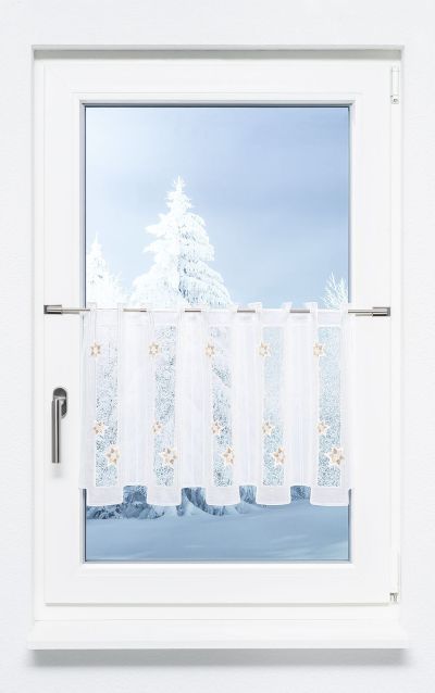 ArtikelbildScheibengardine Plauener Spitze® - Sternenstaub #1W gold-weiß