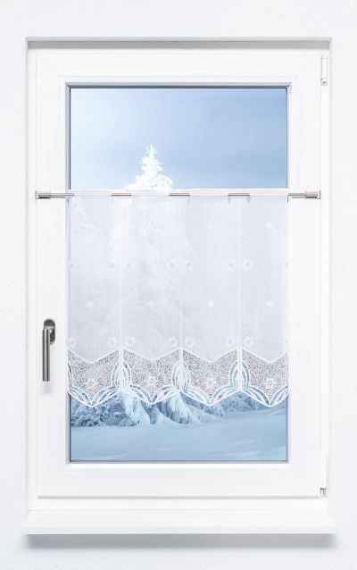 ArtikelbildScheibengardine Plauener Spitze® - Schneeblumen #1W silber-weiß