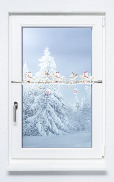ArtikelbildScheibengardine Plauener Spitze® - Weihnachtsgespann #1W rot