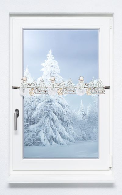 ArtikelbildScheibengardine Plauener Spitze® - Schneemannbordüre #1W grün