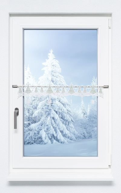 ArtikelbildScheibengardine Plauener Spitze® - Winterstille #1W weiß-grün