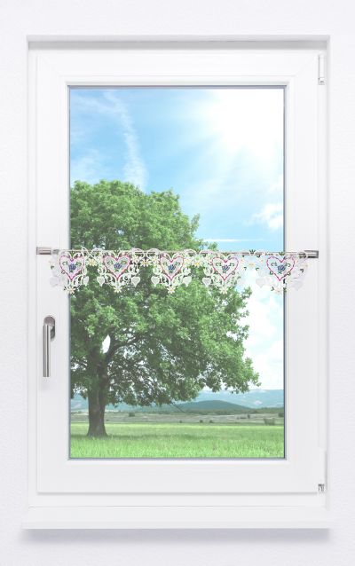 ArtikelbildScheibengardine Plauener Spitze® - Herzallerliebst #1W Rosa