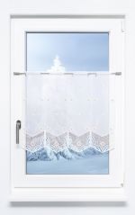 Vorschau Scheibengardine Plauener Spitze® - Schneeblumen #1W silber-weiß gold-weiß