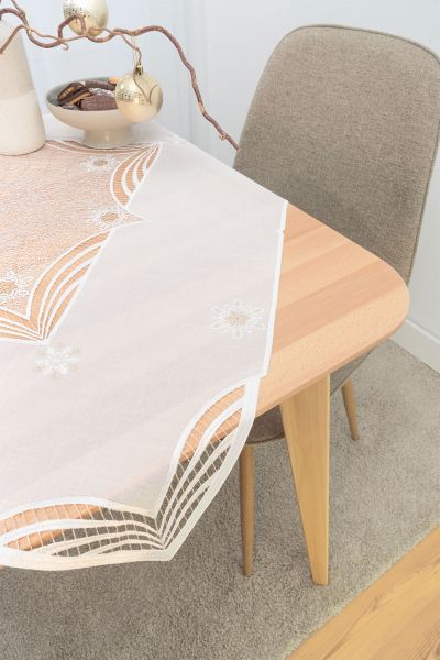 ArtikelbildTischdecke Plauener Spitze® #1W Flockenzauber in Gold