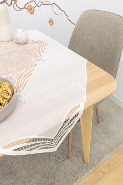 ArtikelbildTischdecke Plauener Spitze® #1W Flockenzauber in Silber