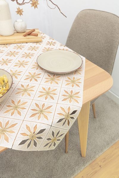 ArtikelbildTischdecke Plauener Spitze® #1W Sternchenglanz in Gold