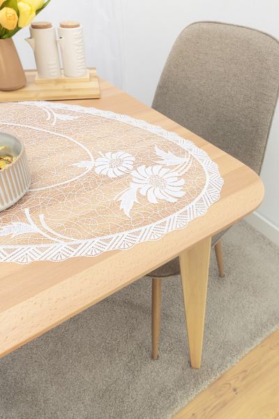 Artikelbildovale Mitteldecke Plauener Spitze® #1W Thalea in Weiß