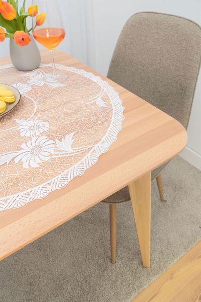 Artikelbildrunde Mitteldecke Plauener Spitze® #1W Thalea in Weiß