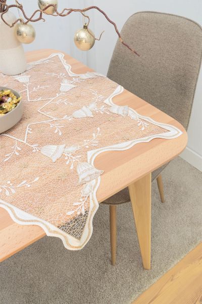 Artikelbildovale Tischdecke Plauener Spitze® #1W Sternentanz in Gold