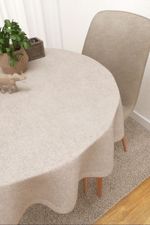 Tischdecke rund in Beige