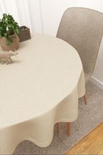 Tischdecke rund in beige