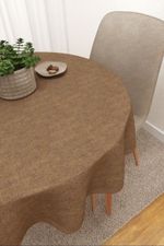 Tischdecke rund in beige