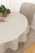 Tischdecke rund in Beige