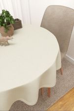 Tischdecke rund in beige