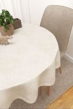 Tischdecke rund in beige