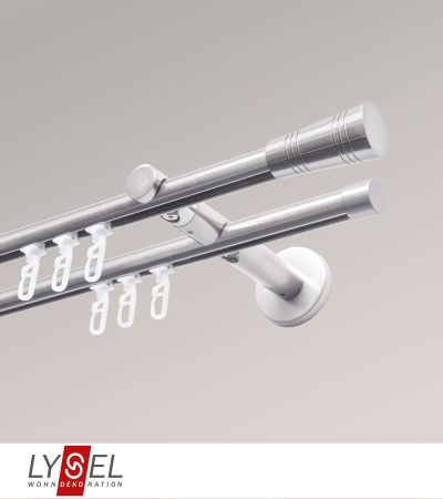 Lysel - SET Opal Innenlauf 160cm 2 Lauf Doppel-Kombiträger offen mit Endstücke Cone in Edelstahl-Optik