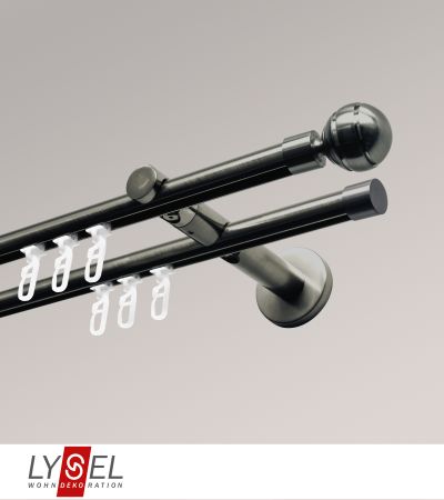 Lysel - SET Opal Innenlauf 160cm 2 Lauf Doppel-Kombiträger offen mit Endstücke Kugel in titan