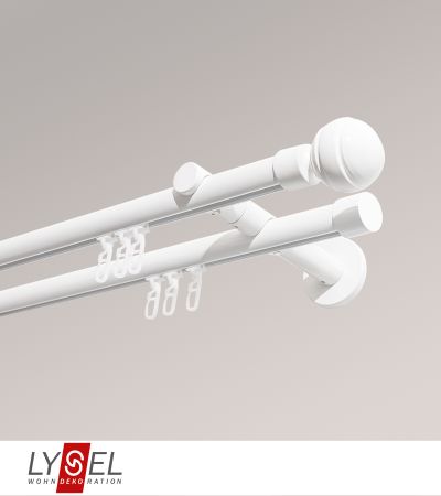 Lysel - SET Opal Innenlauf 160cm 2 Lauf Doppel-Kombiträger offen mit Endstücke Kappe in Edelstahl-Optik