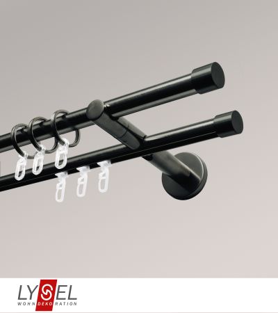 Lysel - SET Opal Innenlauf 160cm 2 Lauf Doppel-Kombiträger offen mit Endstücke Kappe in Edelstahl-Optik