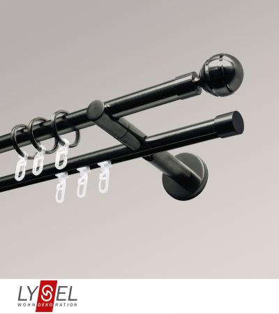Lysel - SET Opal Innenlauf 160cm 2 Lauf Doppel-Kombiträger offen mit Endstücke Kappe in Edelstahl-Optik