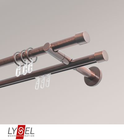 Lysel - SET Opal Innenlauf 160cm 2 Lauf Doppel-Kombiträger offen mit Endstücke Kappe in Edelstahl-Optik