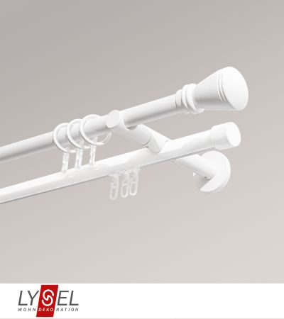 Lysel - SET Opal Innenlauf 160cm 2 Lauf Doppel-Kombiträger offen mit Endstücke Kappe in Edelstahl-Optik