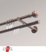 Vorschau Lysel - SET Opal Mix 160cm Doppel-Kombiträger offen 2-Lauf mit Endstücke Kugel in Edelstahl-Optik #1W bronze