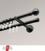Vorschau Lysel - SET Opal Mix 160cm Doppel-Kombiträger offen 2-Lauf mit Endstücke Kugel in Edelstahl-Optik #1W titan