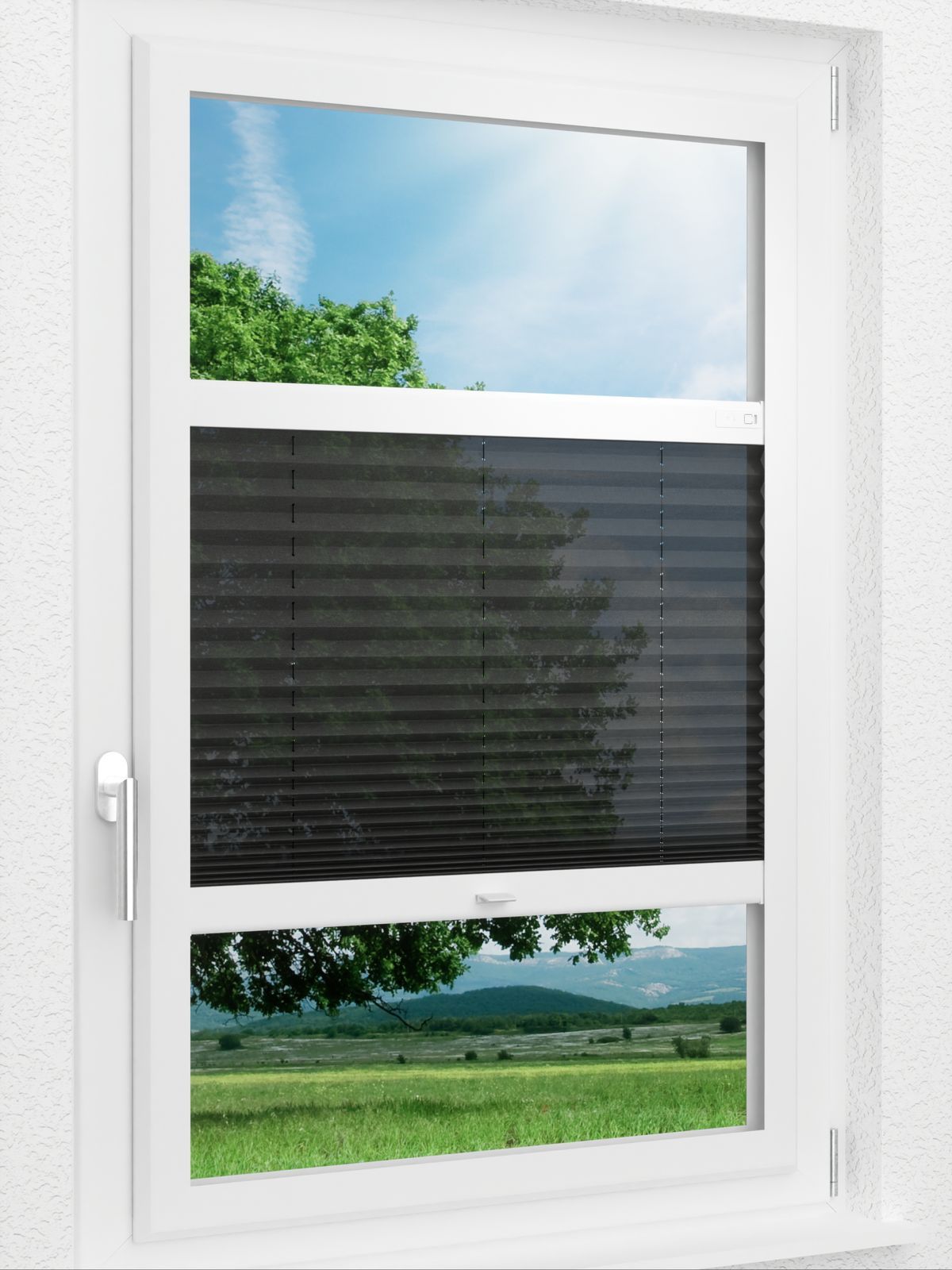 Stoff Plissee Ma&szlig;anfertigung LYSEL HOME Plissee 139A Nero Smart Frame