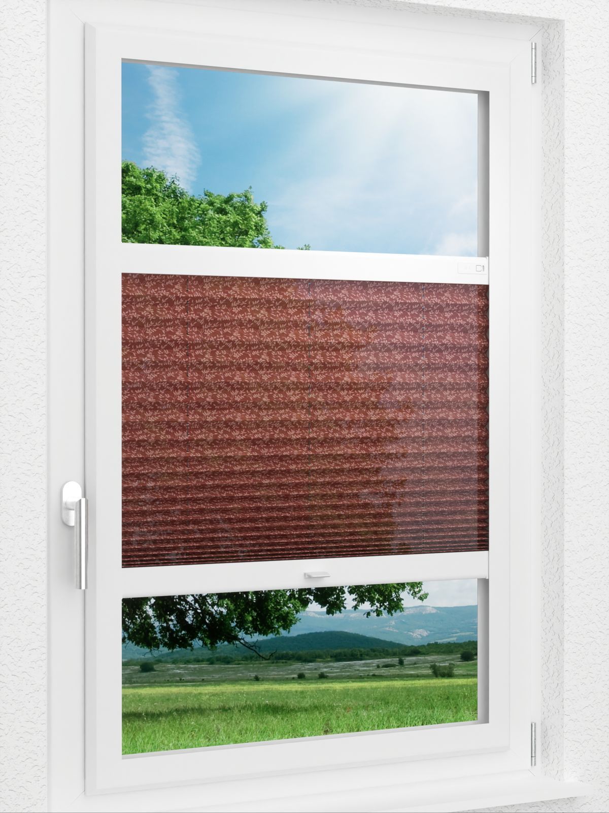 Stoff Plissee Ma&szlig;anfertigung LYSEL HOME Plissee 413A Twig Smart Frame