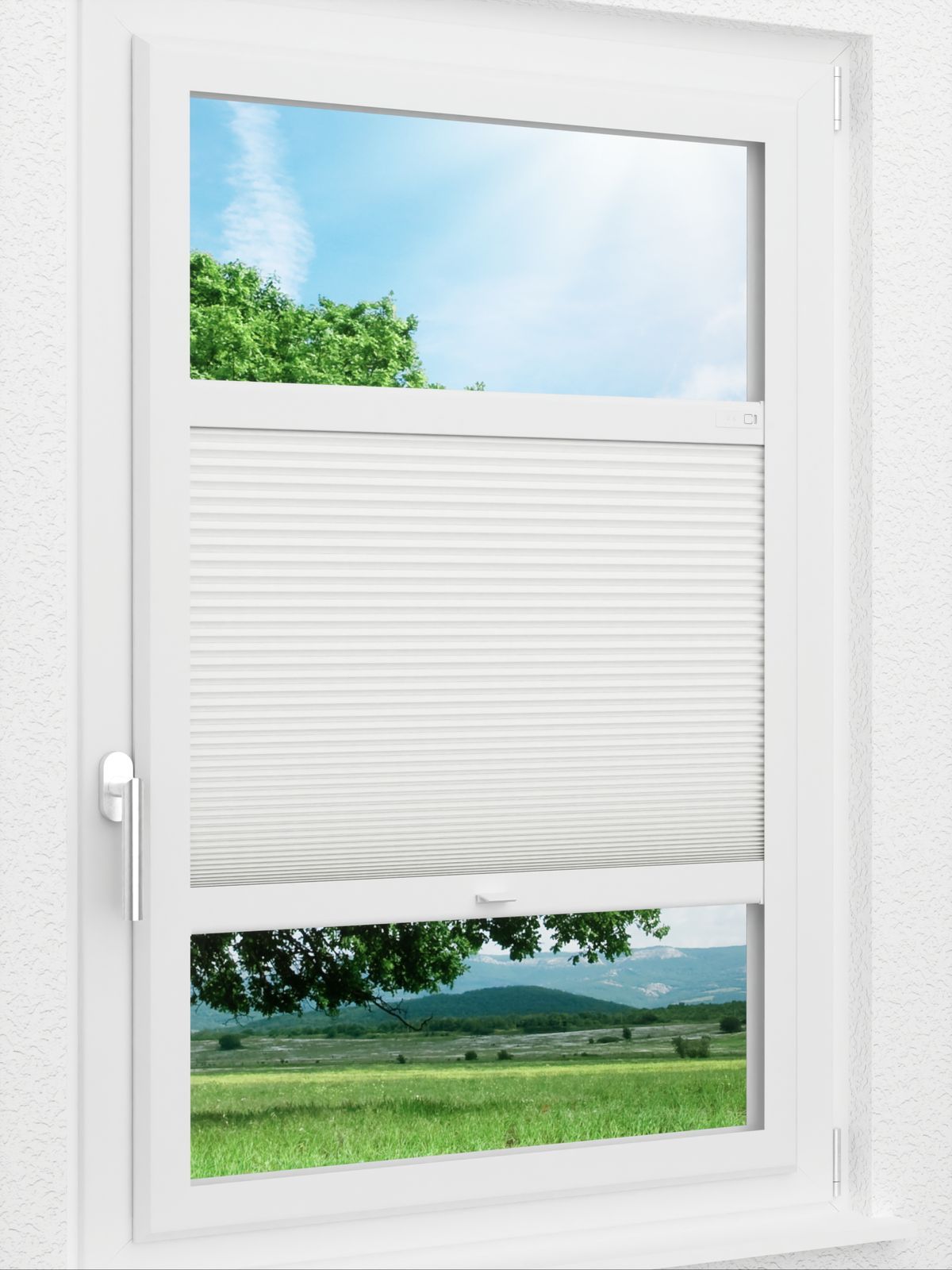 Stoff Plissee Ma&szlig;anfertigung LYSEL HOME Wabe 005A Evria BO Smart Frame