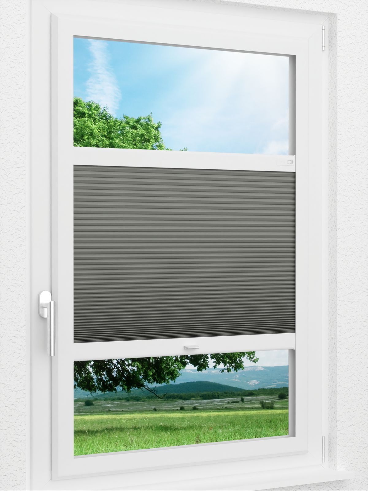 Stoff Plissee Ma&szlig;anfertigung LYSEL HOME Wabe 002A Evria BO Smart Frame