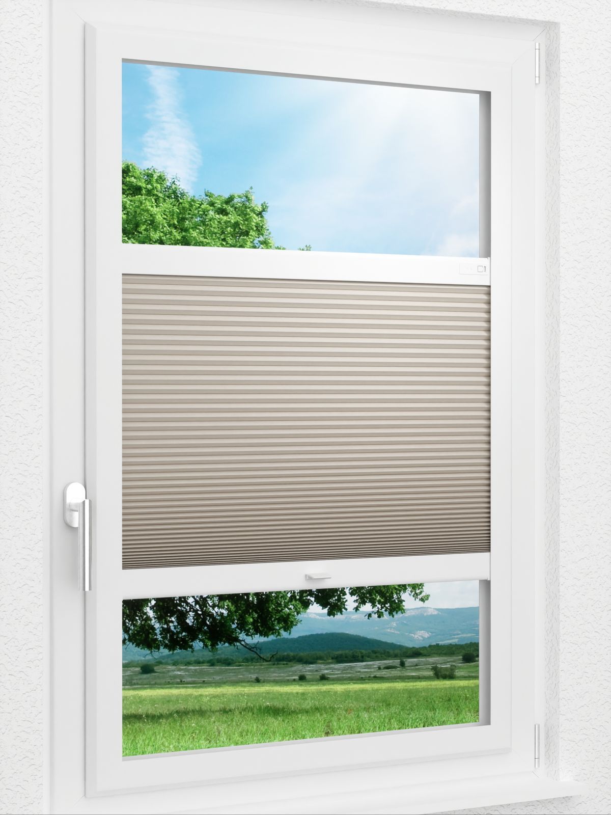 Stoff Plissee Ma&szlig;anfertigung LYSEL HOME Wabe 012A Evria BO Smart Frame