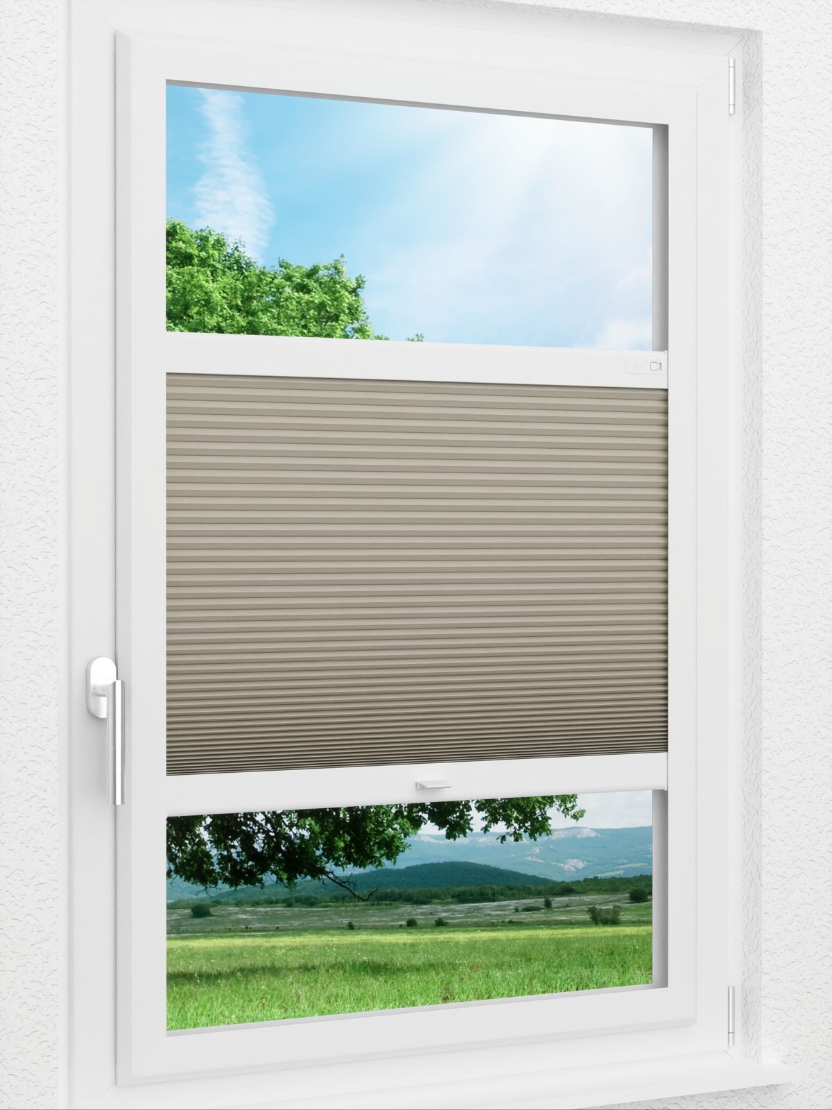 Stoff Plissee Ma&szlig;anfertigung LYSEL HOME Wabe 001A Evria Smart Frame