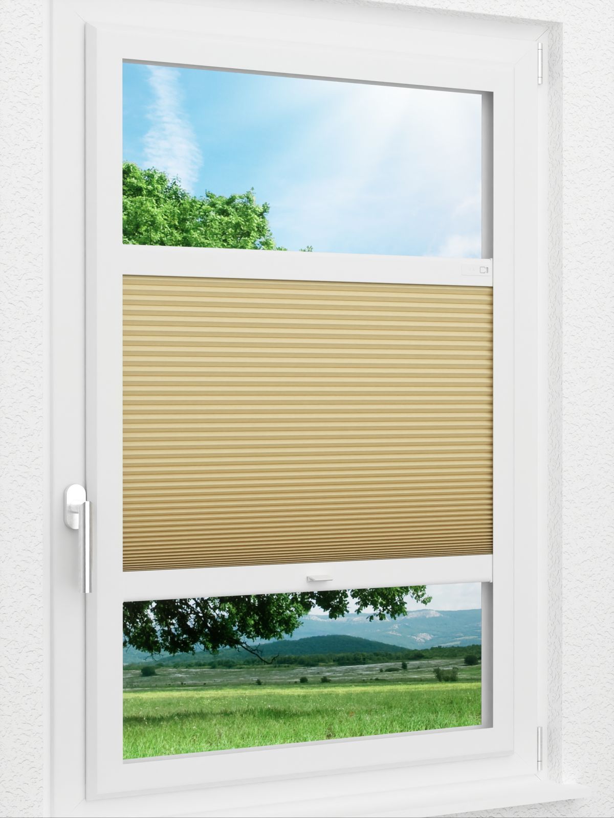Stoff Plissee Ma&szlig;anfertigung LYSEL HOME Wabe 031A Evria Smart Frame